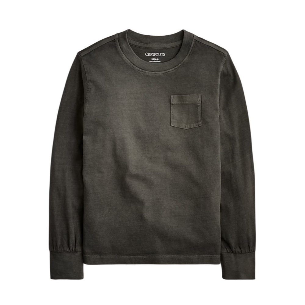 NEW‎ CREWCUTS Kids' long-sleeve garment-dyed pocket T-shirt broken-in-jersey XXL